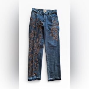 24 Karat Embellished Beaded Embroidered High Waisted Jean Size 6X32 Med Wash